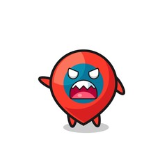 cute location symbol cartoon in a very angry pose