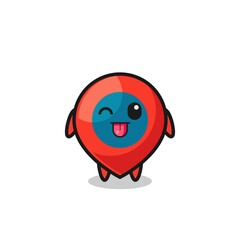 Fototapeta premium cute location symbol character in sweet expression while sticking out her tongue