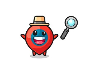 illustration of the location symbol mascot as a detective who manages to solve a case