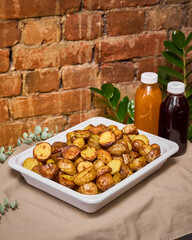 Photo of a dish in a cafe under the light of a flash 