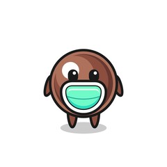 cute tapioca pearl cartoon wearing a mask