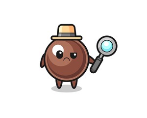 the mascot of cute tapioca pearl as a detective