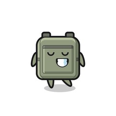 school bag cartoon illustration with a shy expression