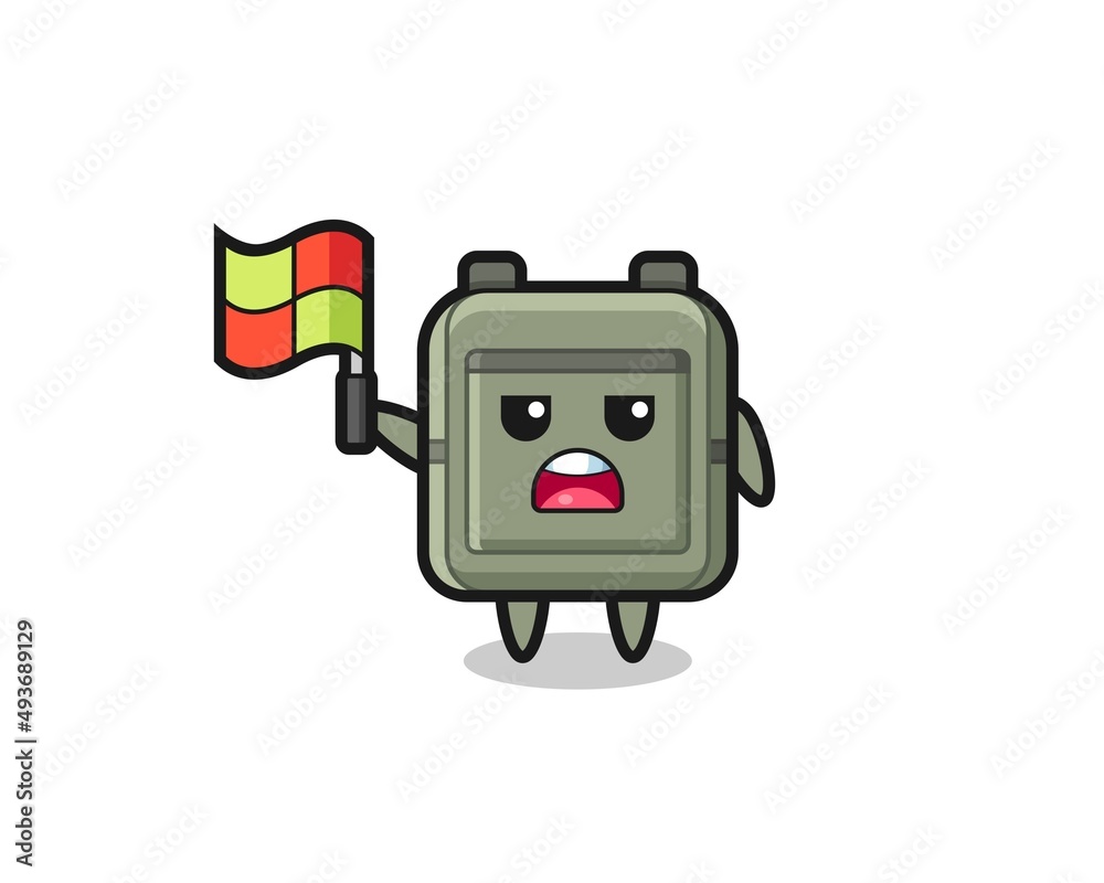 Canvas Prints school bag character as line judge putting the flag up