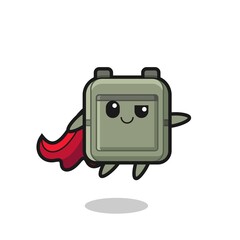 cute school bag superhero character is flying