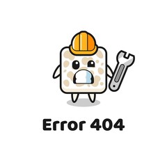 error 404 with the cute tempeh mascot