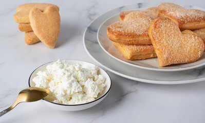 Heart-shaped cottage cheese biscuits for breakfast