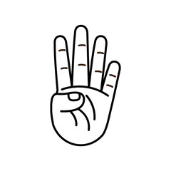 Isolated hand cartoon outline icon doing a gesture Vector illustration