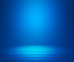 blue gradient abstract background of empty blue room in 3d background with spotlight on stage.