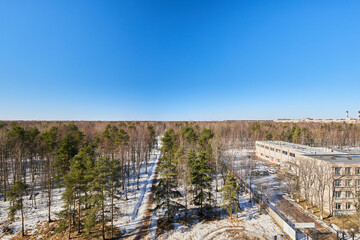 View from the window on a beautiful park in winter 