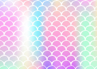 Gradient scale background with holographic mermaid.