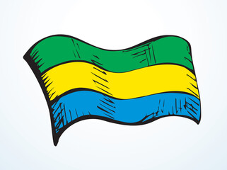 Flag of Gabon. Vector drawing icon