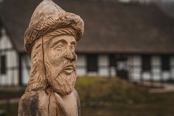 Rzucewo, Poland. Figures of Slavic figures in the settlement in Rzucewo in Poland.