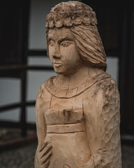 Rzucewo, Poland. Figures of Slavic figures in the settlement in Rzucewo in Poland.