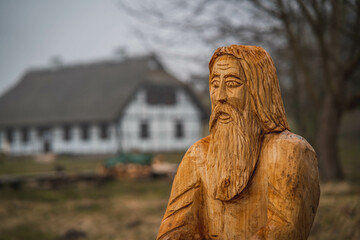 Rzucewo, Poland. Figures of Slavic figures in the settlement in Rzucewo in Poland.