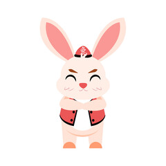 Isolated cute rabbit with traditional chinese clothes Zodiac sign Vector illustration