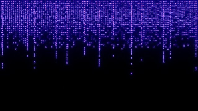 Matrix style background with code rain. Falling random numbers with space for your info or text. 3D rendering 