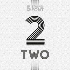 Five Stripes Font Series - Two Number and Retro Pop Style Caps Lettering on White Drops Background - Typography Graphic Design