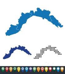 Set maps of Liguria province - obrazy, fototapety, plakaty