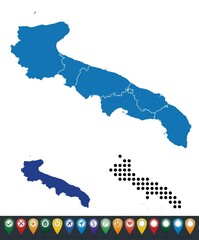 Set maps of Apulia province - obrazy, fototapety, plakaty