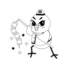 Isolated cute rooster with traditional chinese clothes Zodiac sign Vector illustration