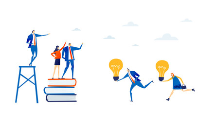 Successful businessman running with light bulb as symbol of bringing a great new business strategy or idea.Advisory, support and professional assistance in business.