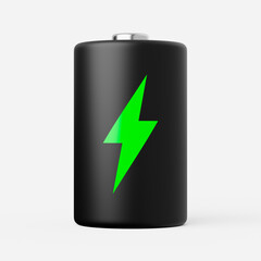 Battery icon on a plain background. 3d render.