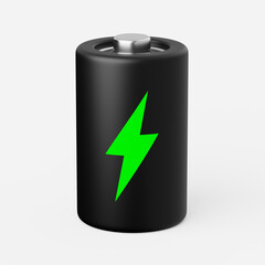 Battery icon on a plain background. 3d render.