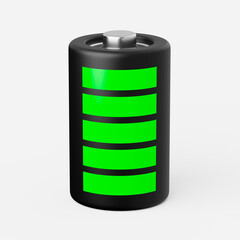 Battery icon on a plain background. 3d render.