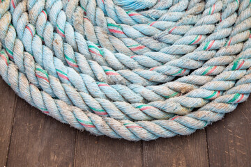 Blue used old ropes recurring pattern texture . High quality photo