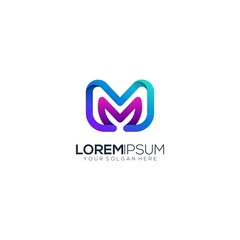 Letter M minimalist modern logo template