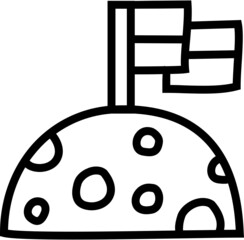 handdrawn moon with flag