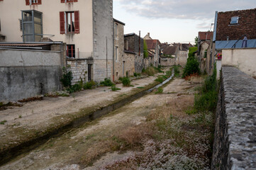Fototapeta na wymiar Street view in small old town Nuits-Saint-Georges in Burgundy, France