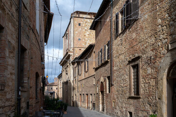 Fototapeta na wymiar View on streets and houses in ancient town Montepulciano, Tuscany, Italy