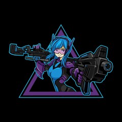 illustration of female agent at gun point