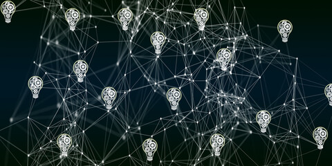 Abstract technology background with light bulb innovation