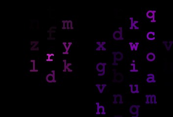 Dark purple vector texture with ABC characters.