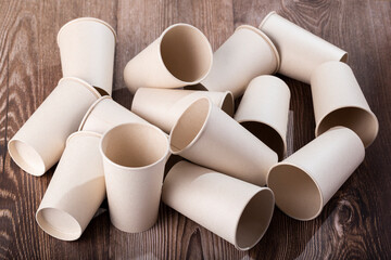 Group of disposable cups, made of ecological paper