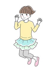 笑顔でジャンプする女の子のイラスト素材