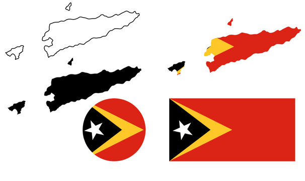 timor leste map flag icon set
