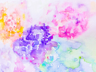 アジサイ　紫陽花　水彩　抽象　背景　６月　梅雨　ウオーターカラー　グラフィック　抽象的な　　手書き　絵の具　水彩 カラフル　背景　バックグランド