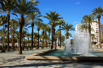 tourist fountain in the promenade of san antonio in summer