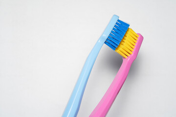 A conceptual of a couple toothbrush in love. Toothbrushes convey the human relationship between a...