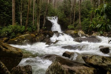 waterfall in the mountains