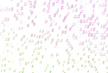 Light Pink, Green vector texture with musical notes.
