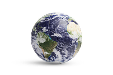 Fototapeta premium Soccer ball with the realistic image of the planet Earth isolated on white background. 3d illustration.