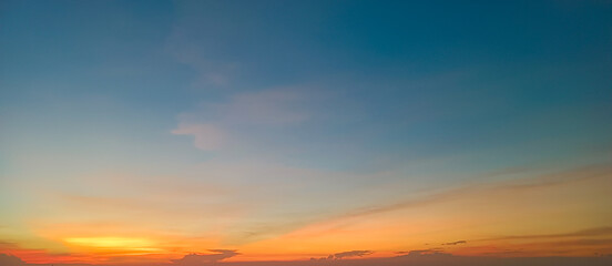 Sky beautiful sunset background in twilight time, amazing nature landscape image sunset, sky background, large colorful clouds.