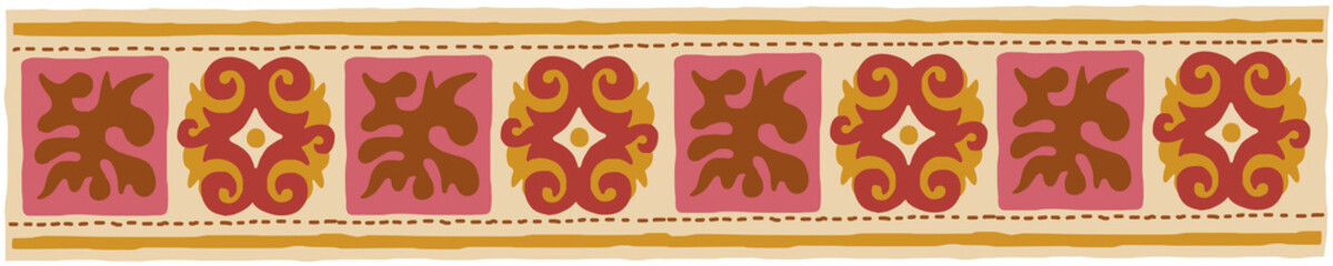 Ethnic background on the theme of Scythian and Turkic art, vector design, border