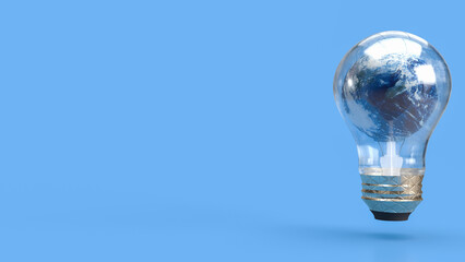 The earth in light bulb for ecological  or sci concept 3d rendering