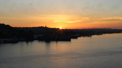 sunset over the river